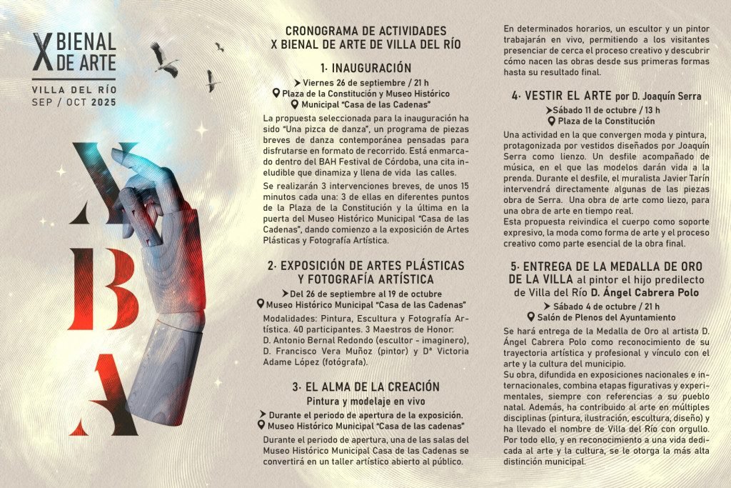 Programación de actividades de la X Bienal de Arte de Villa del Río