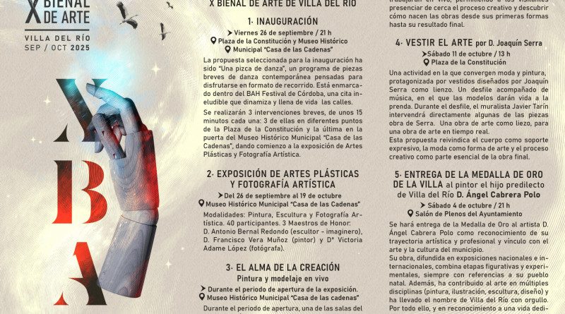 Programación de actividades de la X Bienal de Arte de Villa del Río