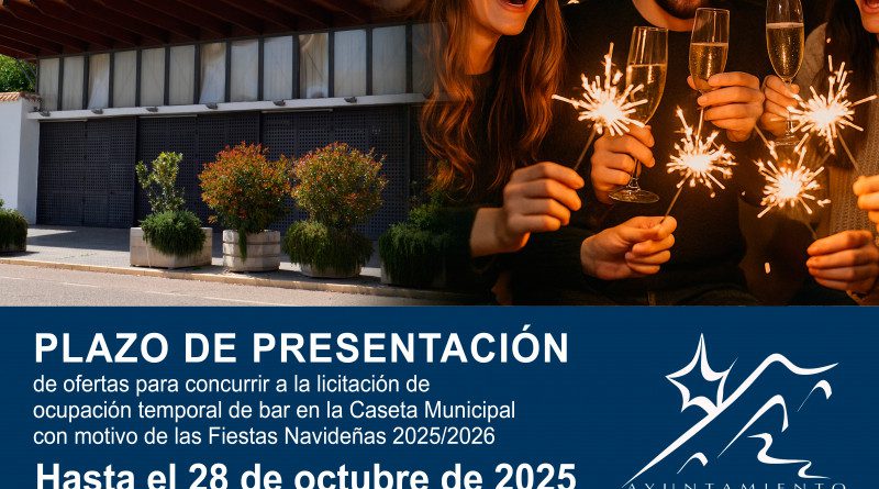 TRANSPARENCIA | PROCEDIMIENTO ABIERTO PARA LA PRESENTACIÓN DE OFERTAS PARA LA LICITACIÓN DE OCUPACIÓN TEMPORAL DEL BAR DE LA CASETA MUNICIPAL DE VILLA DEL RÍO CON MOTIVO DE LAS FIESTAS NAVIDEÑAS 2025/2026
