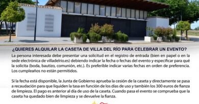 ¿QUIERES ALQUILAR LA CASETA MUNICIPAL DE VILLA DEL RÍO PARA CELEBRAR UN EVENTO? ¿QUIERES ALQUILAR LA CASETA MUNICIPAL DE VILLA DEL RÍO PARA CELEBRAR UN EVENTO?