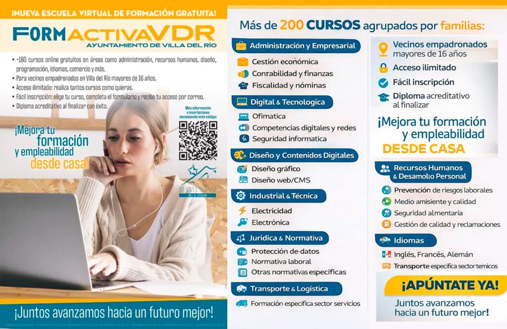 DISPONIBLES MÁS DE 200 CURSOS GRATUITOS EN LA PLATAFORMA DE FORMACIÓN ONLINE DE VILLA DEL RÍO