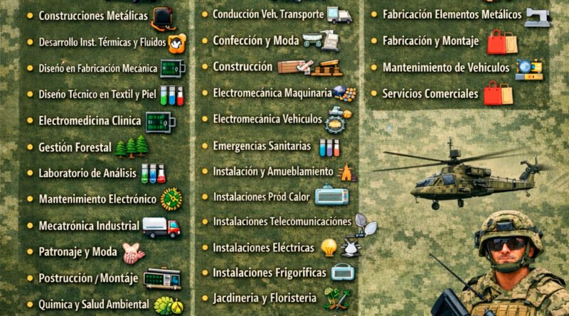 TITULACIONES DE FORMACIÓN PROFESIONAL CON SALIDA LABORAL EN LA BASE LOGÍSTICA DEL EJÉRCITO DE TIERRA EN CÓRDOBA