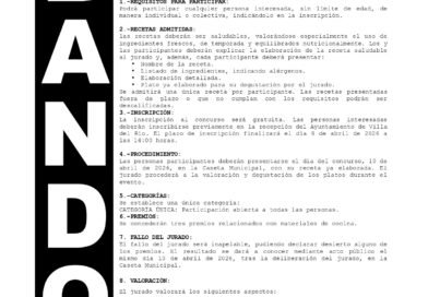 Re: CONVOCADO EL I CONCURSO DE RECETAS SALUDABLES DE VILLA DEL RÍO 2026