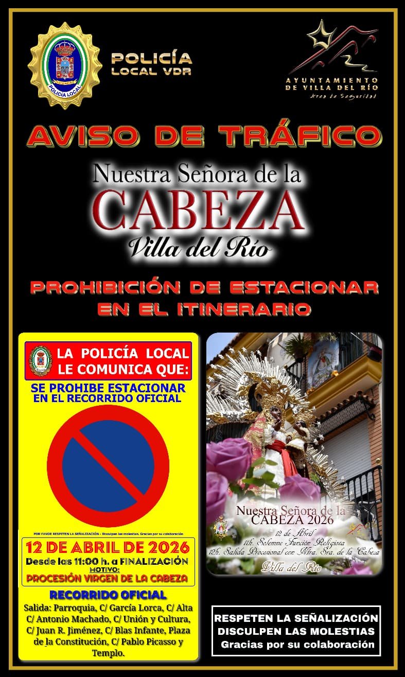 AVISO DE TRÁFICO CON MOTIVO DE LA PROCESIÓN DE NUESTRA SEÑORA DE LA CABEZA