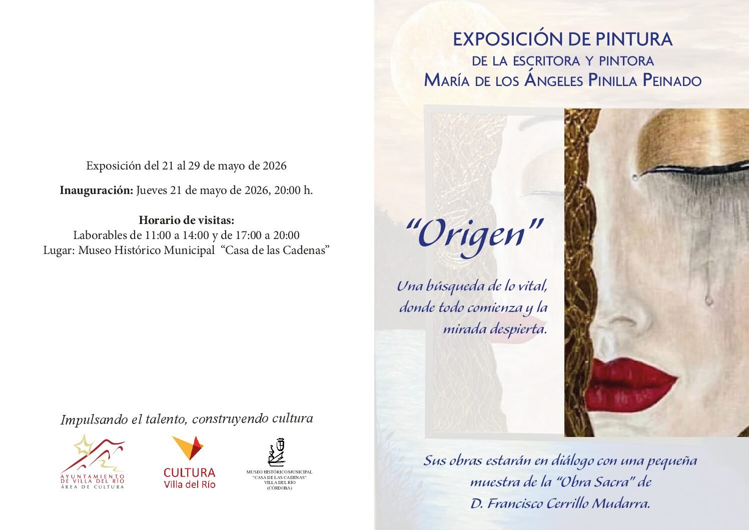  INAUGURACIÓN DE LA EXPOSICIÓN “ORIGEN”, DE LA ESCRITORA Y PINTORA MARÍA DE LOS ÁNGELES PINILLA PEINADO