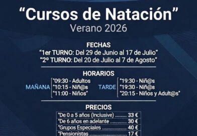 EL LUNES 25 DE MAYO COMENZARÁN LAS INSCRIPCIONES PARA LOS CURSOS DE NATACIÓN · VERANO 2026