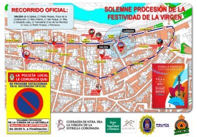 PROHIBIDO ESTACIONAR EN EL RECORRIDO OFICIAL DE LA SOLEMNE PROCESIÓN DE LA VIRGEN DE LA ESTRELLA