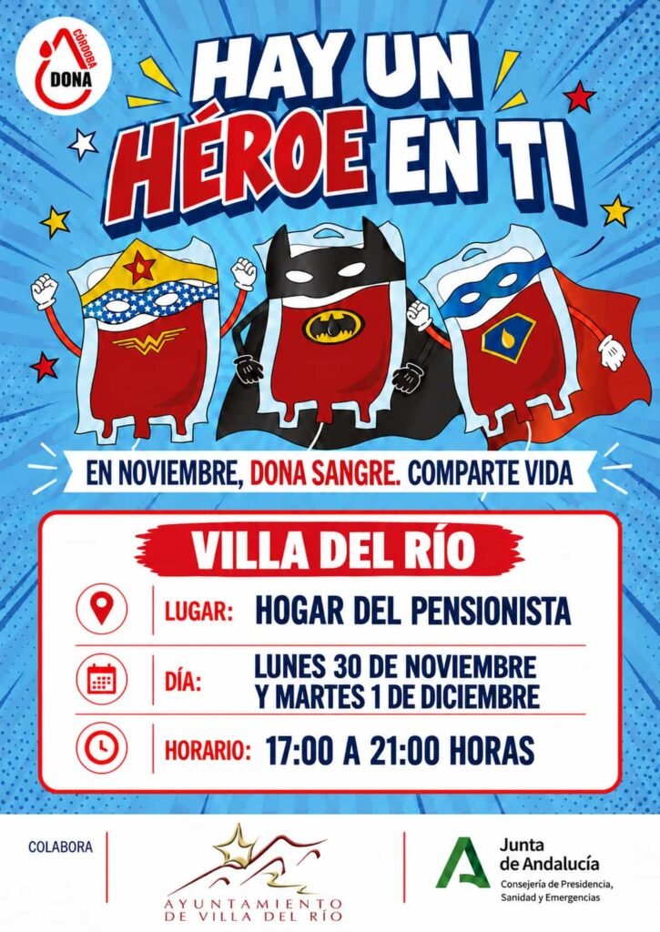 ¡HAY UN HÉROE EN TI! VILLA DEL RÍO ACOGERÁ UNA NUEVA CAMPAÑA DE DONACIÓN DE SANGRE